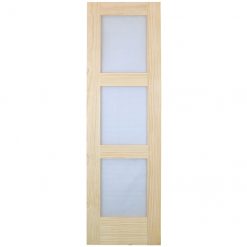 Flash Sale ⌛ Metrie French Door - Natural Pine - 3-Panel Frosted Glass - 24-in W x 80-in H 🛒