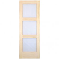 Best Sale 😉 Metrie French Door - 3- Panel Frosted Glass - Natural Pine - 28-in W x 80-in H 😀