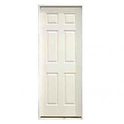 Wholesale 🎉 Metrie Prehung Interior Door - Traditional 6-Panel Hollow Core - Primed Hardboard - 30-in W x 80-in H 🤩