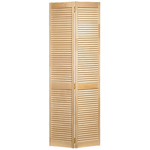 Coupon π Metrie Bifold Door - Louvre - Natural - Finger-Jointed Pine - 24-in W x 80-in H x 1 1/2-in T π